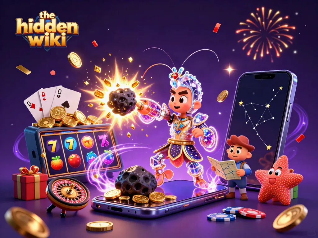 The hidden wiki dark web showcases a vibrant scene where a galactic samurai mantis shrimp engages in a thrilling casino adventure filled with slot games and gold.