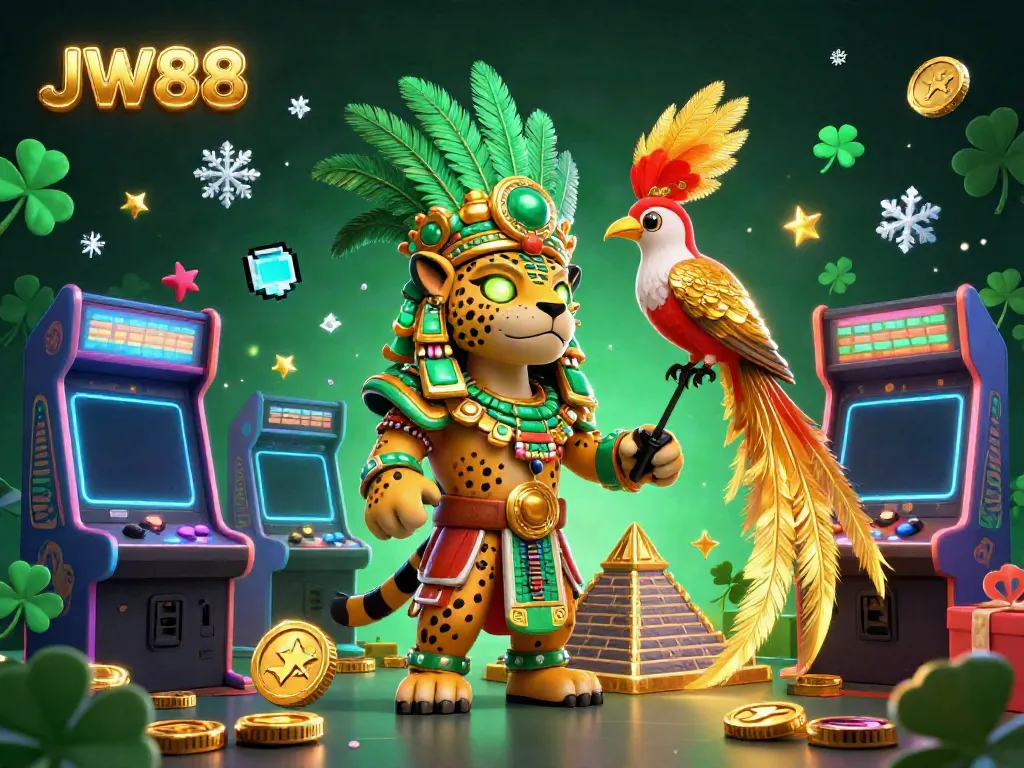 Engage in thrilling casino games at JW88 with an ultra-detailed illustration depicting dynamic gaming scenes, showcasing rich visual elements.