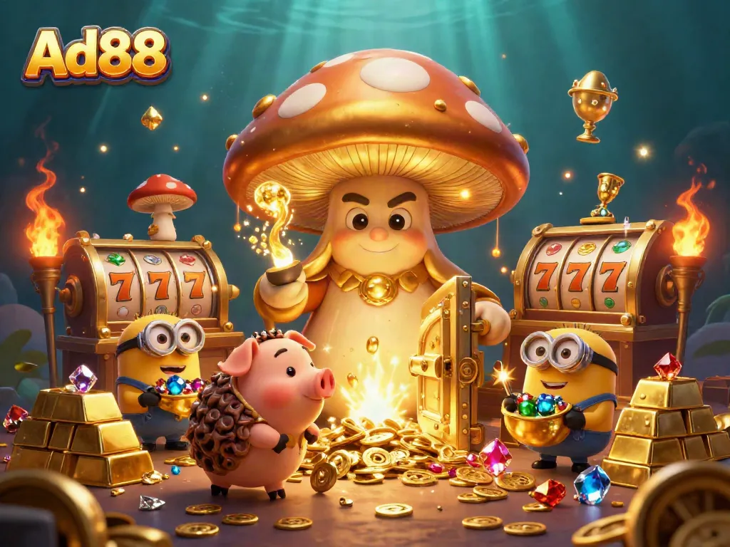 Win big with Ad88's vivid casino adventure featuring magical treasures and vibrant gaming elements.