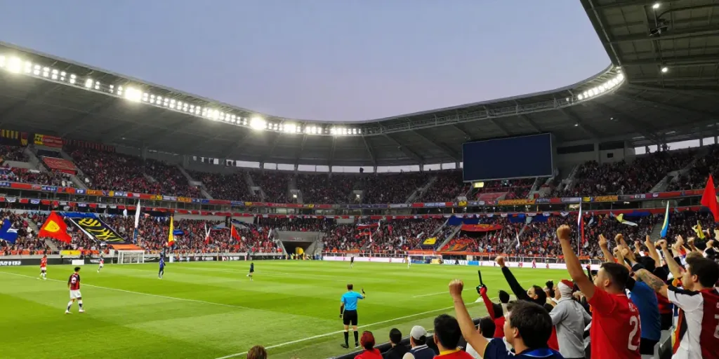 Exciting football match scene showcasing live score updates and fans cheering, emphasizing ผลบอลสด.