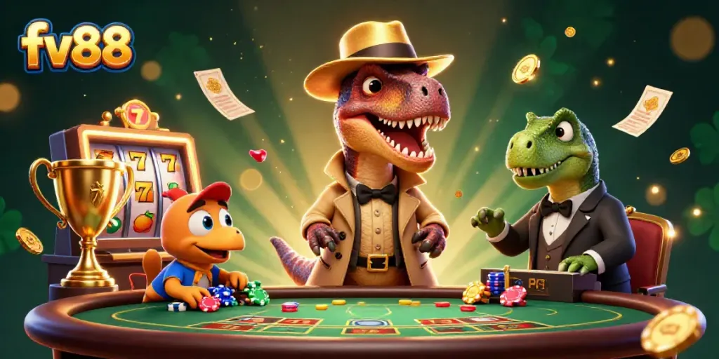 Engage in thrilling gameplay with fv88, featuring a velociraptor card counter at the casino
