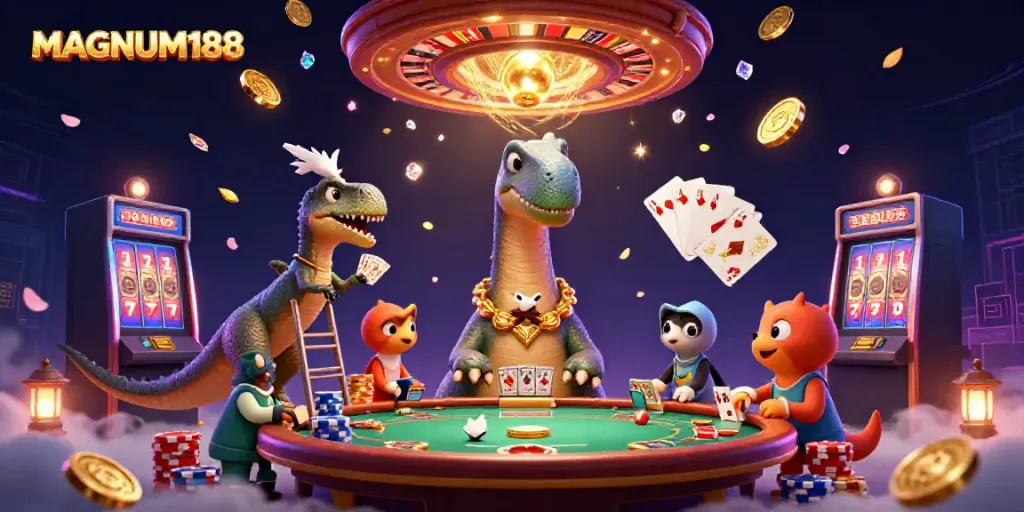 Experience instant jackpots at MAGNUM188 with thrilling slots and sports action in a vibrant casino scene.