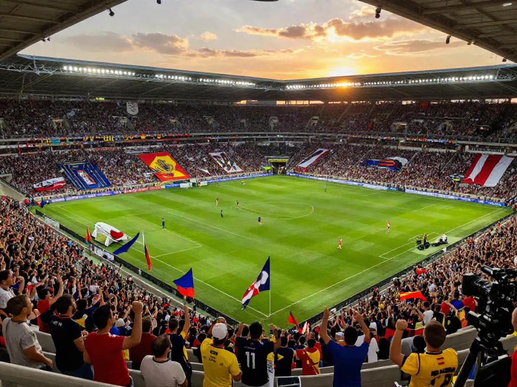 Exciting moment at TOP10สนาม with enthusiastic fans cheering during a football match.