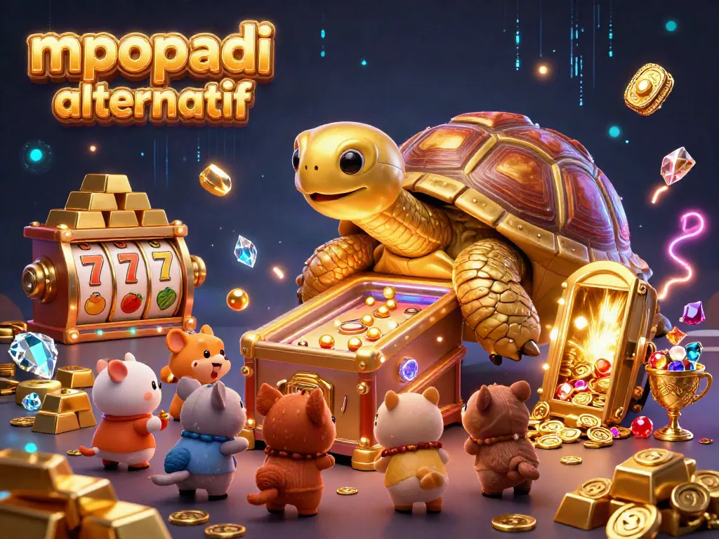 Play colorful slots with mpopadi alternatif on a vibrant pinball machine scene filled with treasures.
